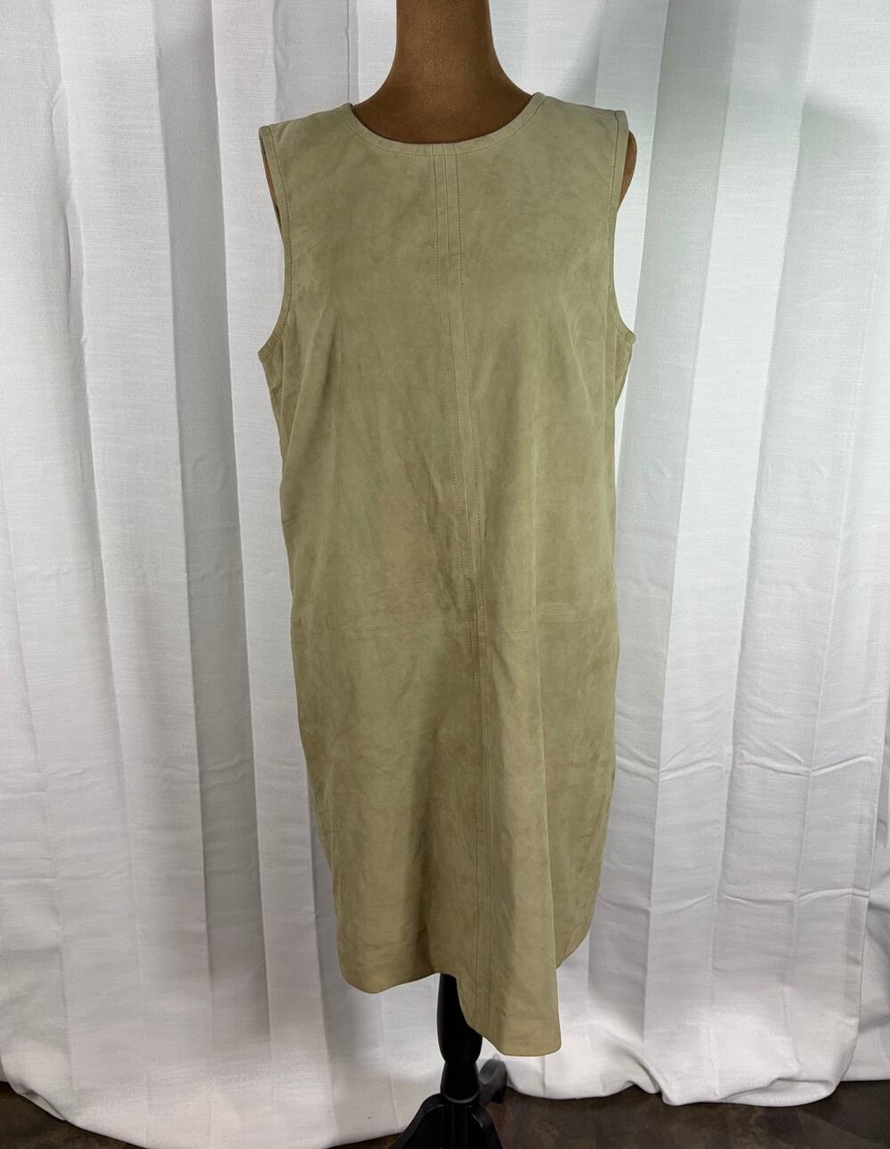NWT Talbots Cream Beige Genuine Suede Leather Shift Dress Size 12